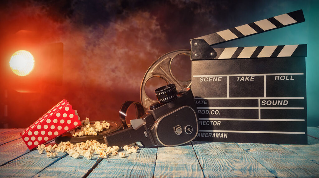 retro film production accessories still life.