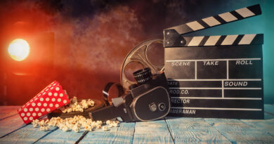retro film production accessories still life.